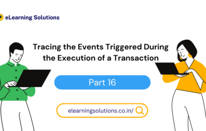 SAP Business Workflow event trace displaying events triggered during the execution of a transaction.