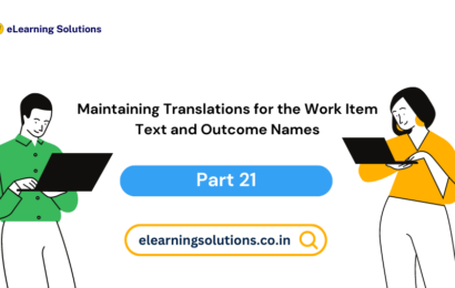 Maintaining translations for work item text and outcome name in workflow
