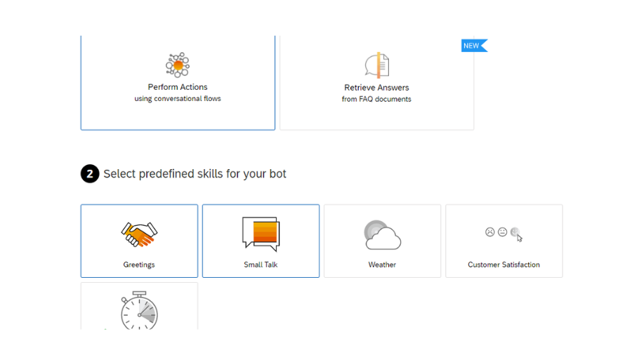 Selecting predefined skills for your bot
