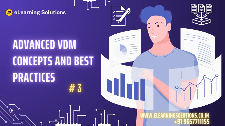 Illustration of advanced SAP Virtual Data Model (VDM) concepts featuring layered CDS Views, performance optimization, reusable data models, embedded analytics, SAP Fiori integration, and best practices in SAP S/4HANA.