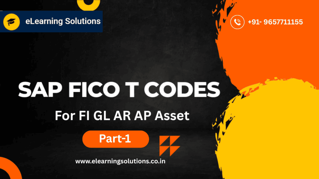Illustration of important SAP FI transaction codes (T-Codes) for General Ledger (GL), Accounts Receivable (AR), Accounts Payable (AP), and Asset Accounting in SAP S/4HANA.