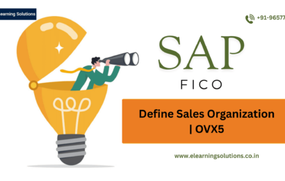 SAP OVX5 screen for defining a Sales Organization in SAP Sales and Distribution (SD) module.