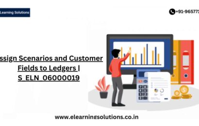 SAP S_ELN_06000019 transaction screen for assigning scenarios and customer fields to ledgers