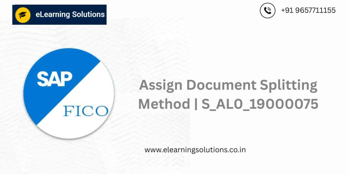 SAP FICO Assign Document Splitting Method S_AL0_19000075 configuration screen for assigning document splitting methods in New General Ledger Accounting.