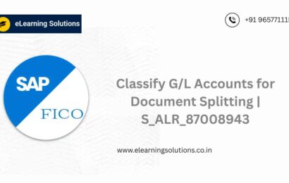 SAP Classify G/L Accounts for Document Splitting screen (S_ALR_87008943) showing item category assignment for chart of accounts