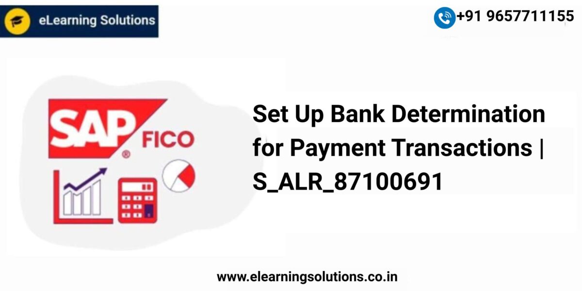 SAP Set Up Bank Determination for Payment Transactions screen (S_ALR_87100691) showing ranking order, bank accounts, and available amounts for house bank selection