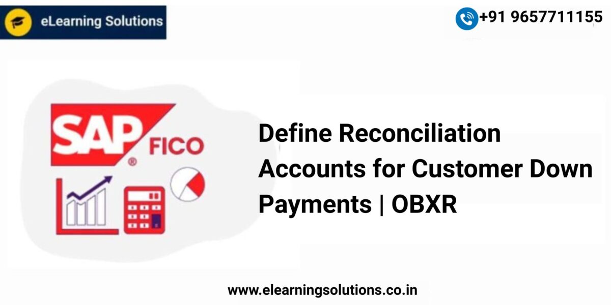SAP Define Reconciliation Accounts for Customer Down Payments screen (OBXR) showing special G/L indicator and reconciliation account assignment