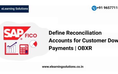 SAP Define Reconciliation Accounts for Customer Down Payments screen (OBXR) showing special G/L indicator and reconciliation account assignment