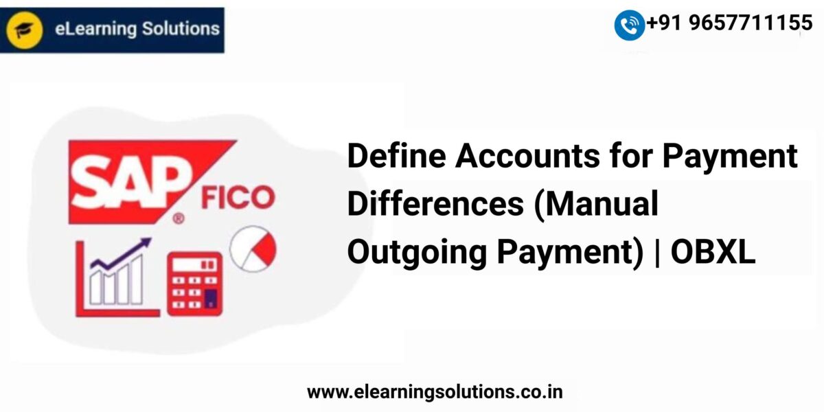 SAP Define Accounts for Payment Differences (Manual Outgoing Payment) screen (OBXL) showing G/L account assignment by reason code for payment differences