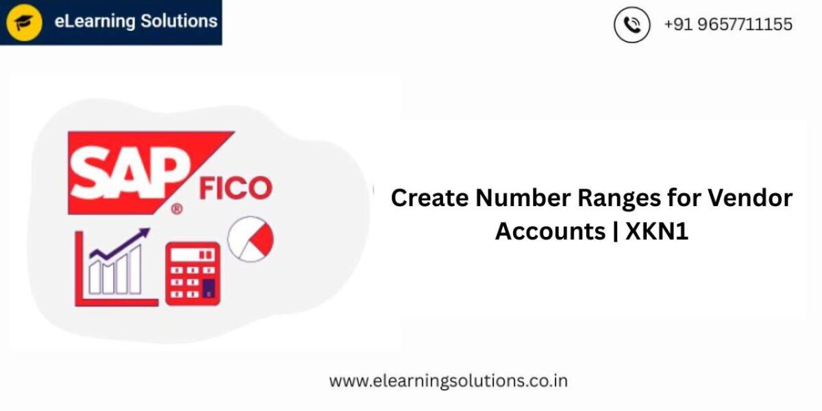 SAP Create Number Ranges for Vendor Accounts screen (XKN1) showing number range intervals for vendor master records