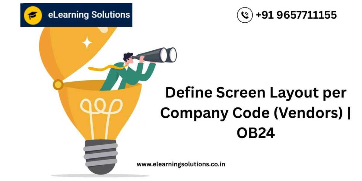 SAP Define Screen Layout per Company Code (Vendors) screen (OB24) showing field status settings for vendor master data by company code