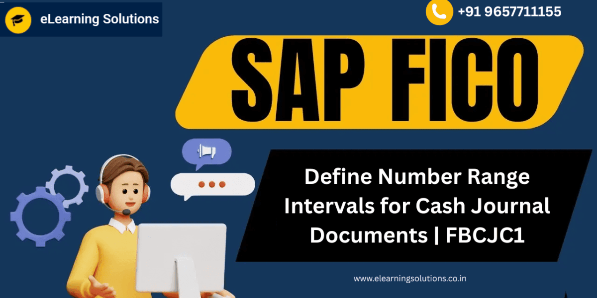 SAP FI configuration screen for defining number range intervals for Cash Journal documents using transaction code FBCJC1 in SAP S/4HANA Finance.