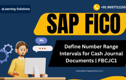 SAP FI configuration screen for defining number range intervals for Cash Journal documents using transaction code FBCJC1 in SAP S/4HANA Finance.