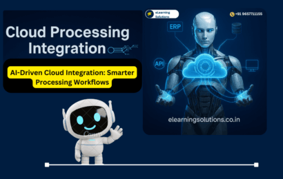 AI-Powered Cloud Integration Visual showing AI algorithms connecting multiple cloud platforms to optimize workflows.