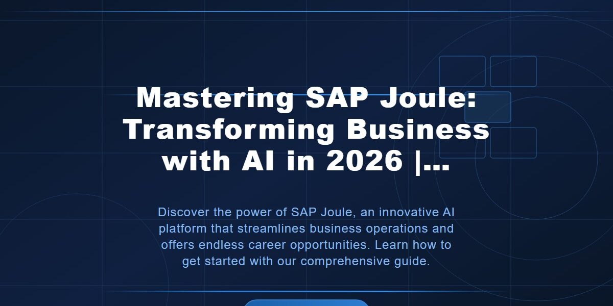 Mastering SAP Joule: Transforming Business with AI in 2026 | eLearning Solutions